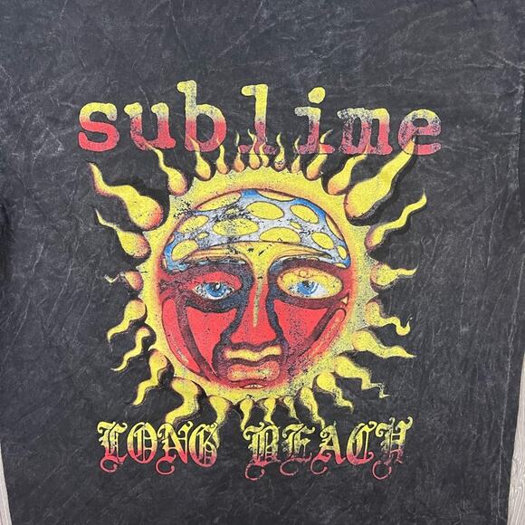 Urban Outfitters Sublime Long‎ Beach Acid Washed Black Short Sleeve T-Shirt M - Picture 5 of 7